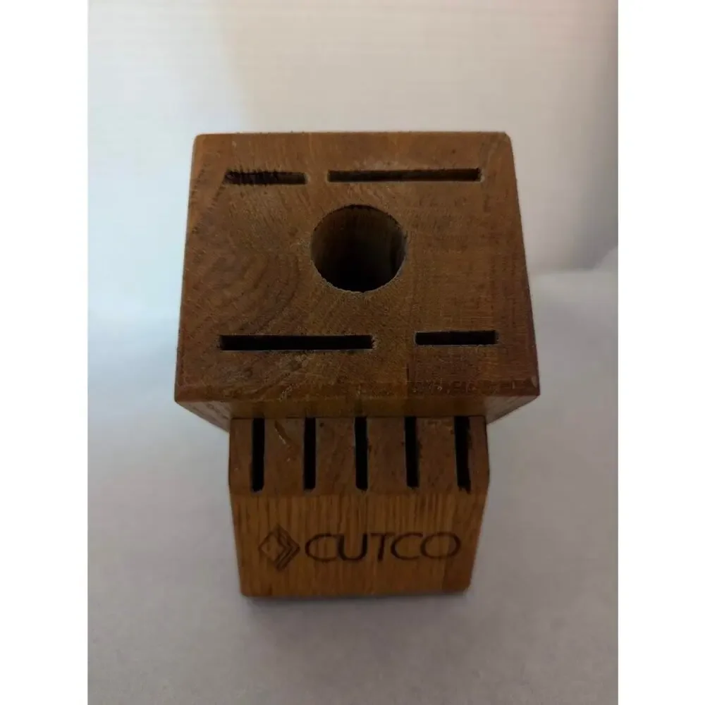 Cutco Oak Wood Knife Block | Vintage 10-Slot Kitchen Knife Holder